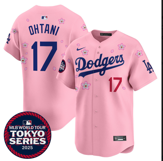 Men Los Angeles Dodgers #17 Ohtani Tokyo Series 2025 pink Limited Stitched Jersey->los angeles dodgers->MLB Jersey